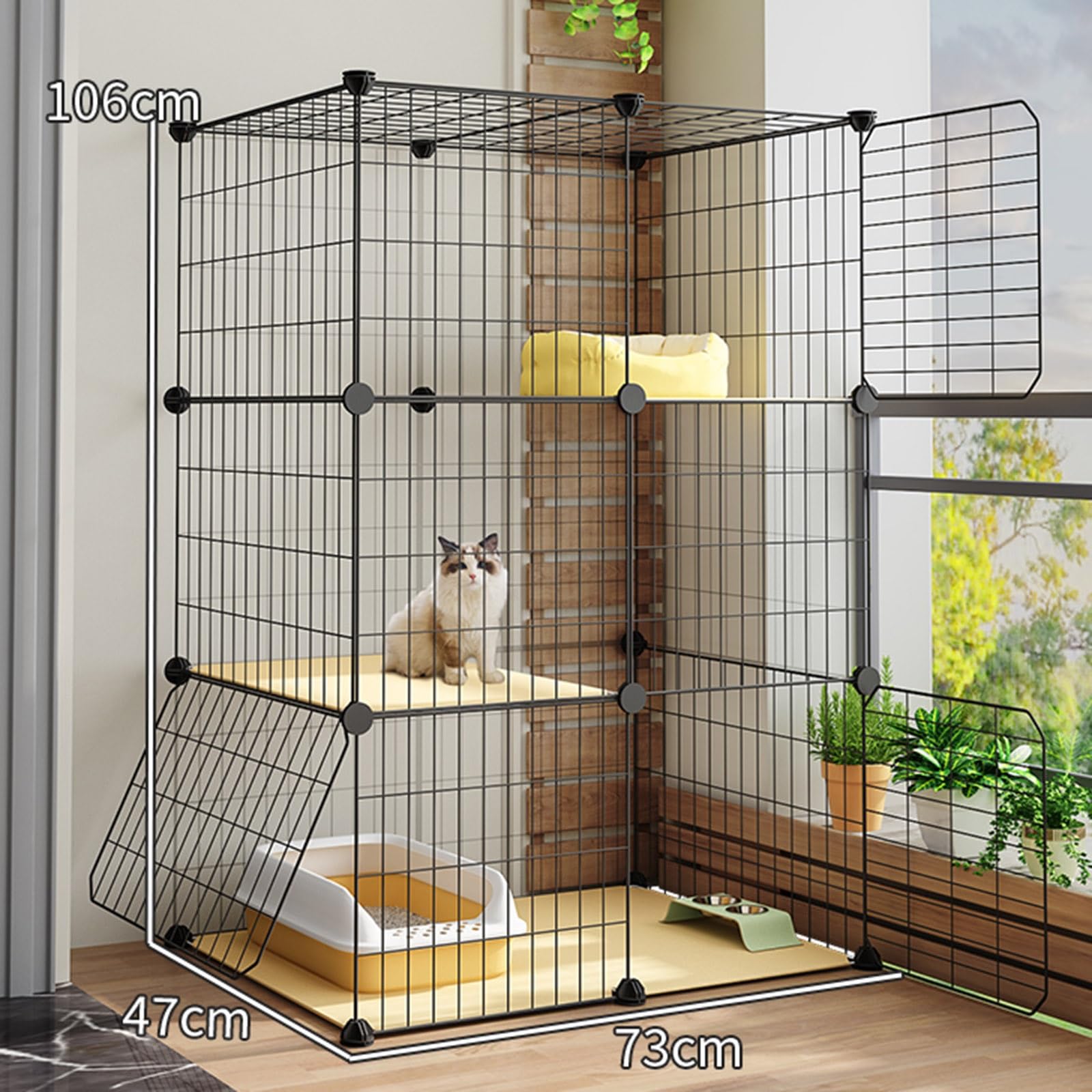 Gabbia per gatti da interno con piattaforme, ideale per 1-4 gatti, rete metallica crittografata, perfetta per godersi il sole all'aperto