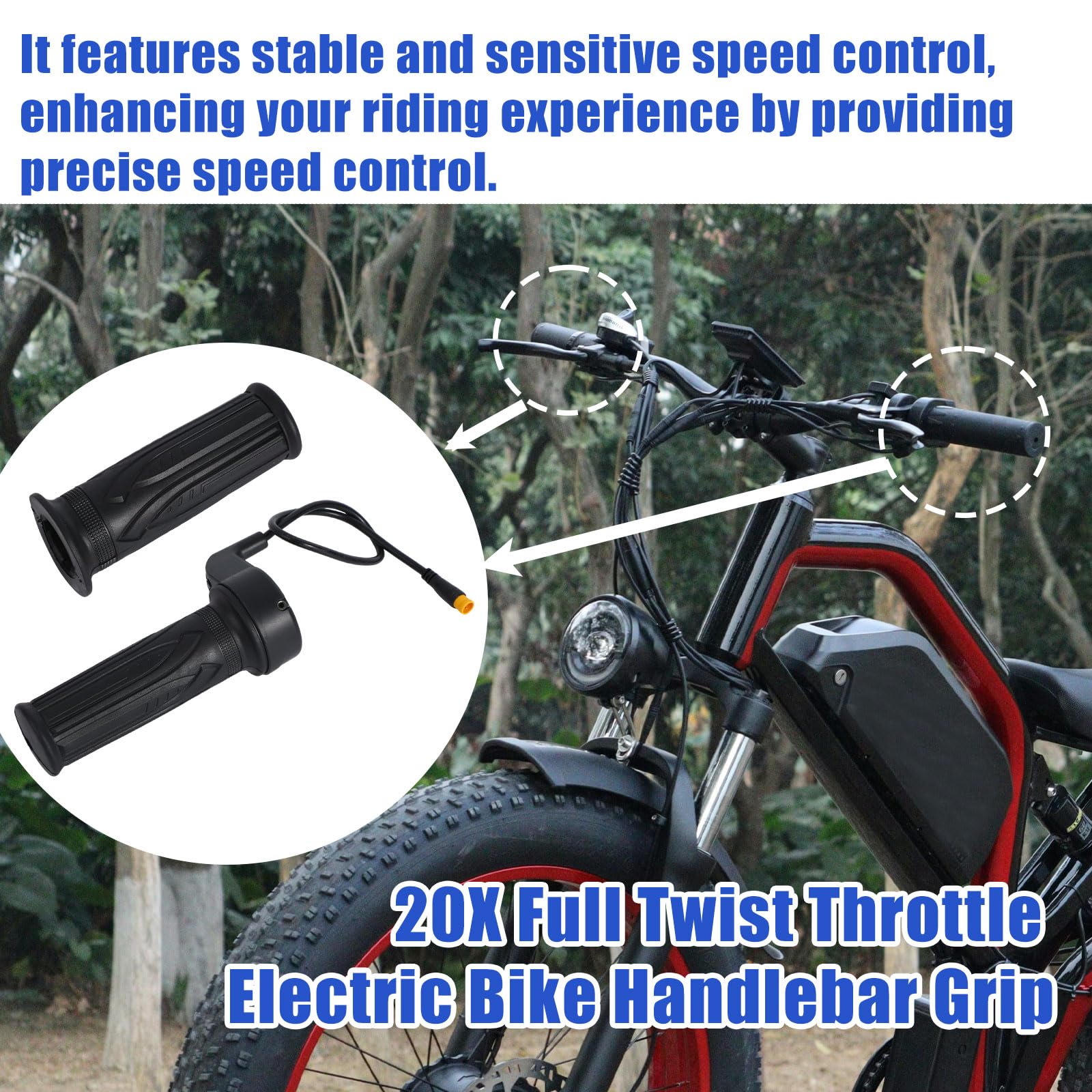 2pz Manopola Acceleratore a Rotazione Completa 20X per Bici Elettrica Acceleratore a Rotazione, 12V-72V con Connessione Impermeabile 3 Pin per Conversione di Biciclette Elettriche Scooter Motociclette