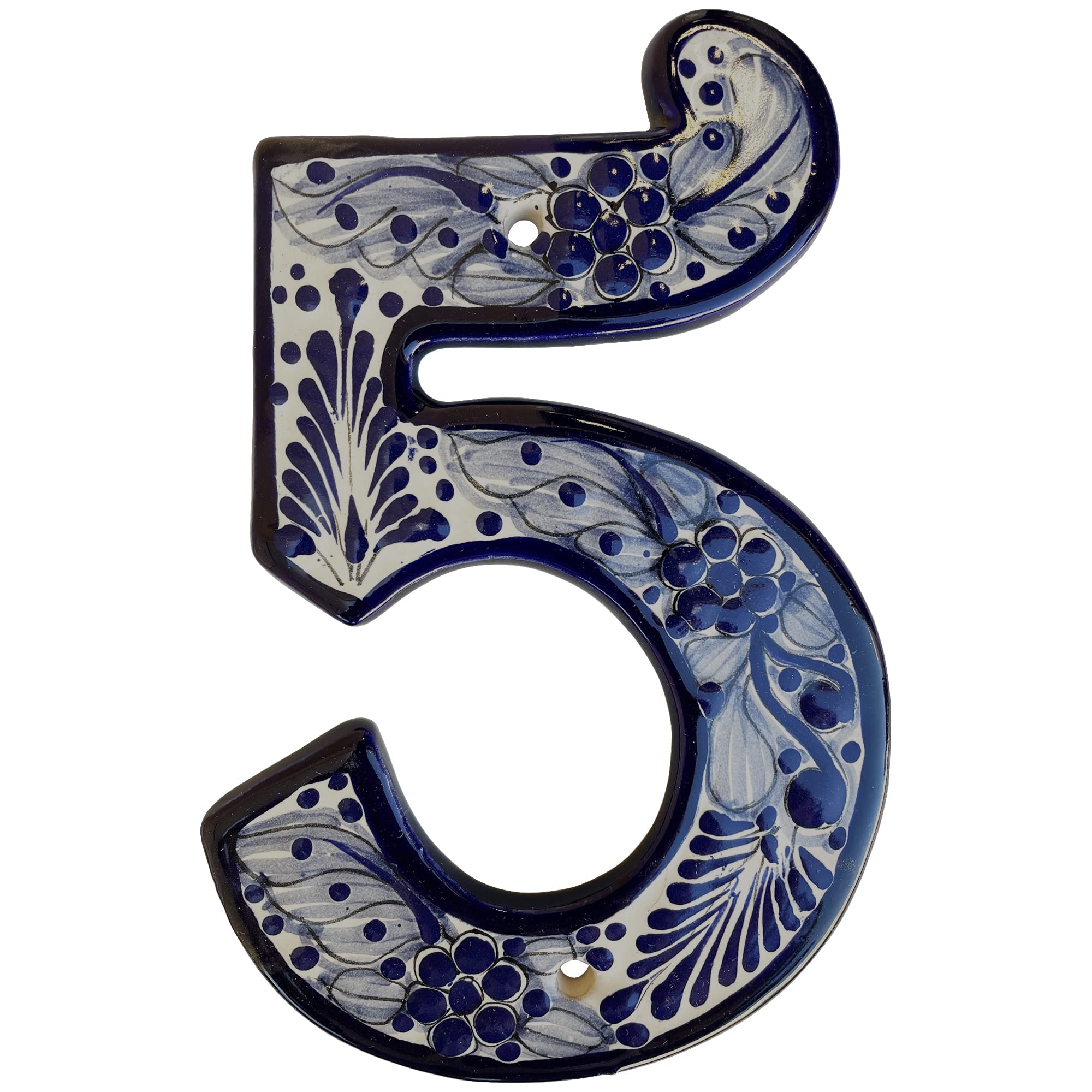 TalaMex Rancho Traditional Mexican Talavera Ceramic House Number Five