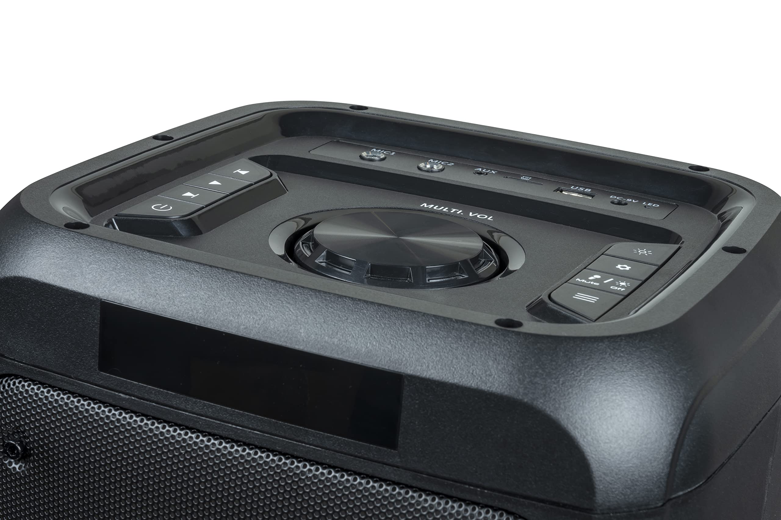 Metronic 477182 Enceinte Portable Bluetooth puissante 600 W Party XL, LED Lights, USB, MicroSD, 2 entrées pour Micro, AUX-in, télécommande, poignée de Transport, Micro Inclus, Noir