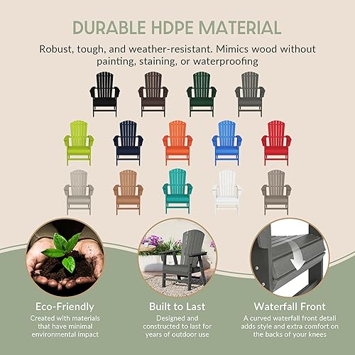 Vista 219 de WestinTrends Malibu Malibu Patio al aire libre HDPE plástico Adirondack silla comedor teca