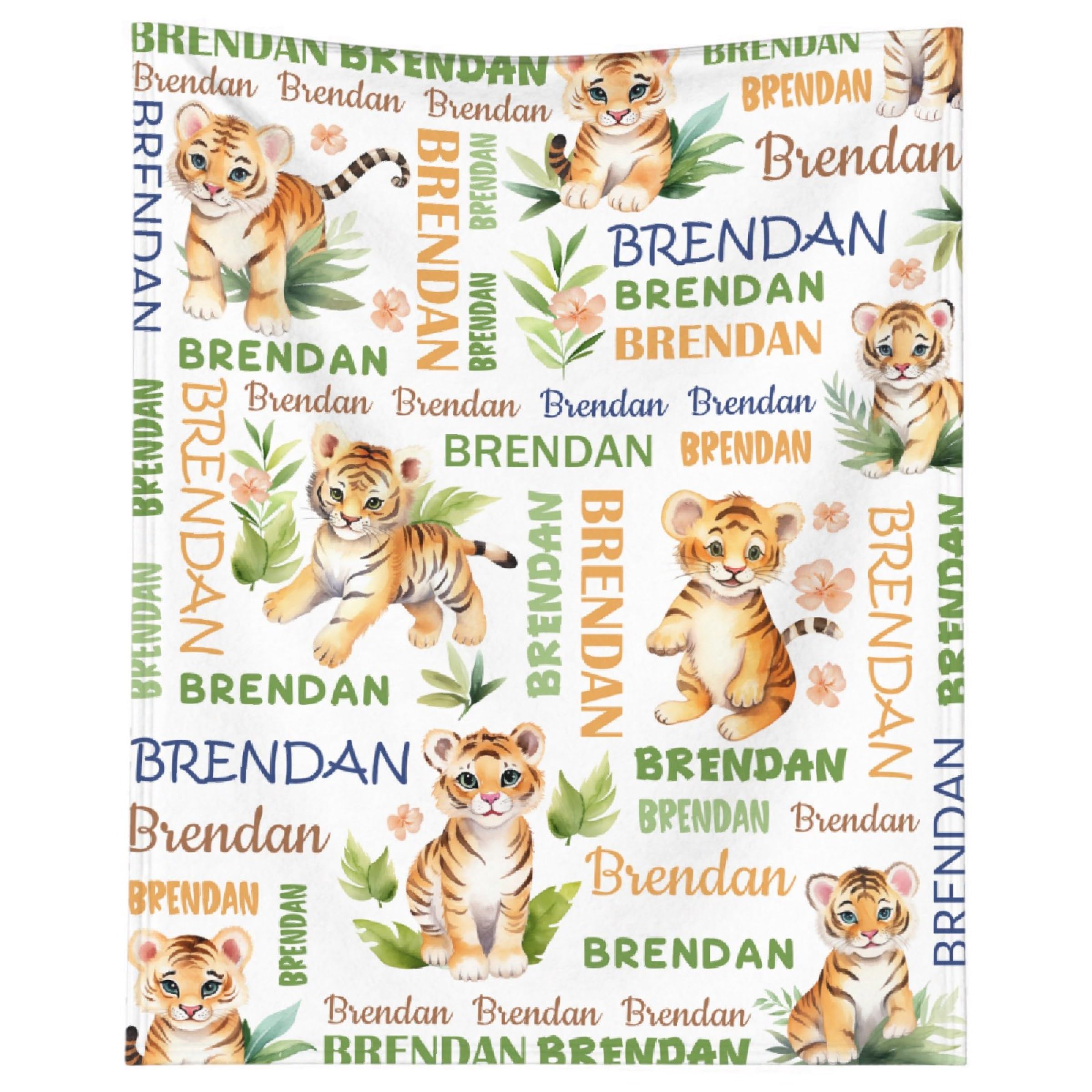 Tiger Custom Baby Blanket for Boys Girls Personalized Name Blanket Soft Flannel Custom Throw Blankets for for Couch Bed Practical Gifts X-Small 40×30in for Toddlers