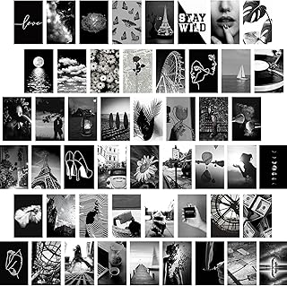 Wall Collage Kit, Black & White Aesthetic Pictures, 50PCS 4x6 Inch Picture Collage Kit for Wall Aesthetic, Teen Girls Bedroom Decor, Dorm Wall Decor, Photo Collection ,Cute Wall Decor for Teen 1
