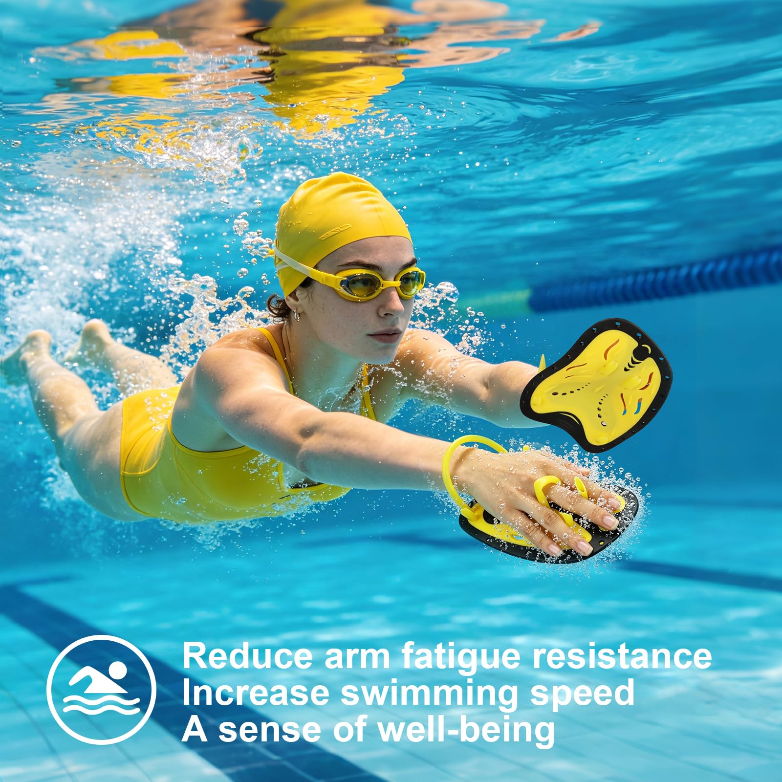 Handpaddel für Schwimmer, Silikon-Schwimmpaddel Einheitsgröße für Erwachsene und Kinder, Schwimmbad-Paddel mit Verstellbaren Riemen, Ergonomisch Geformte Handfläche