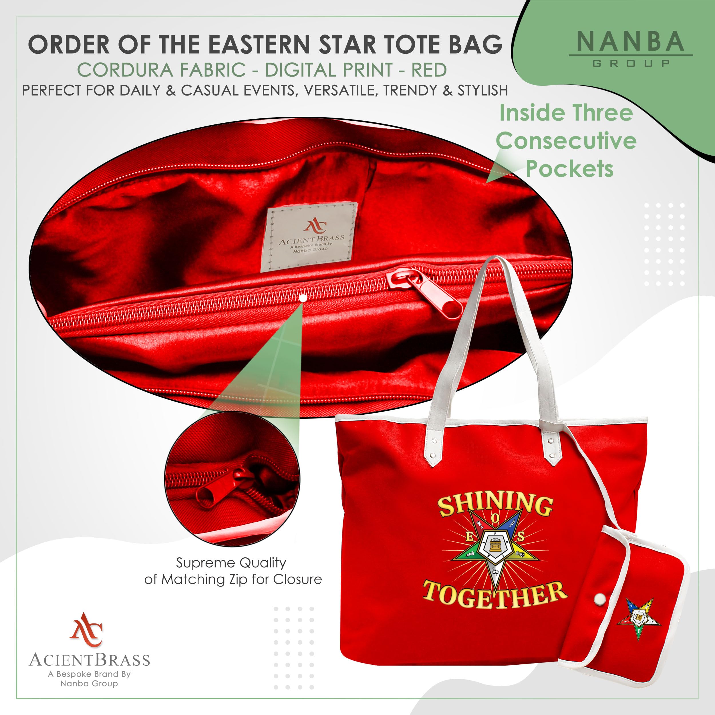 Order of the Eastern Star Tote Bag - Shining Together OES Print