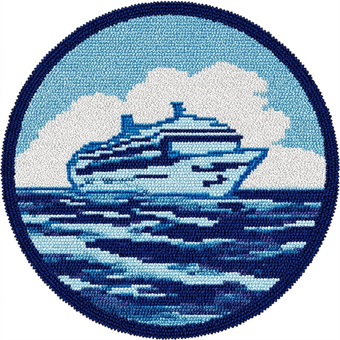 Kitquiver Rug Making Kit for Adults Cartoon Ship 50x50cm