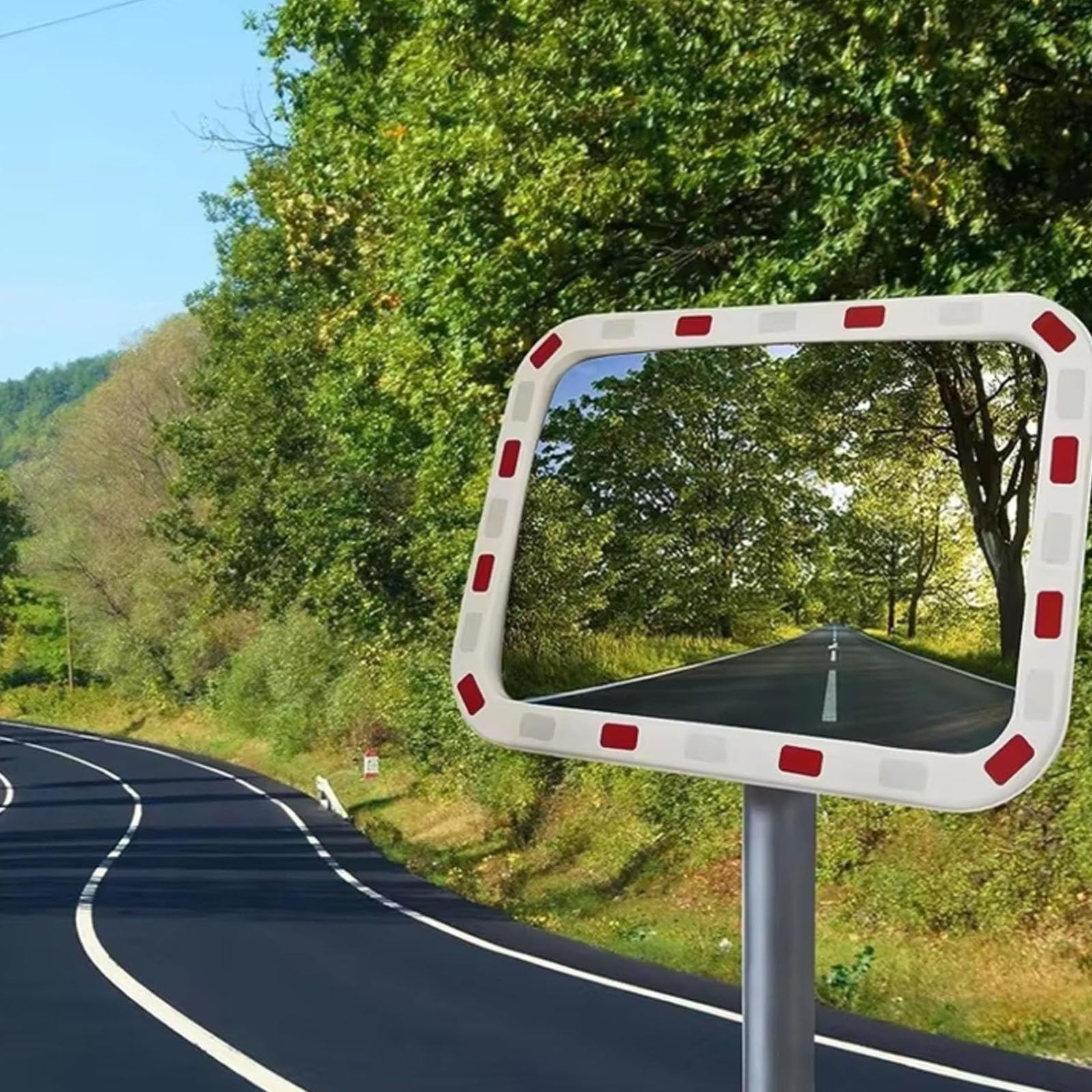 Espejo Convexo de tráfico, Espejo de Seguridad Rectangular, Gran Angular con Soporte, para entradas de vehículos, almacenes, garajes y Seguridad de Tiendas Blanco(PC,40x60cm)