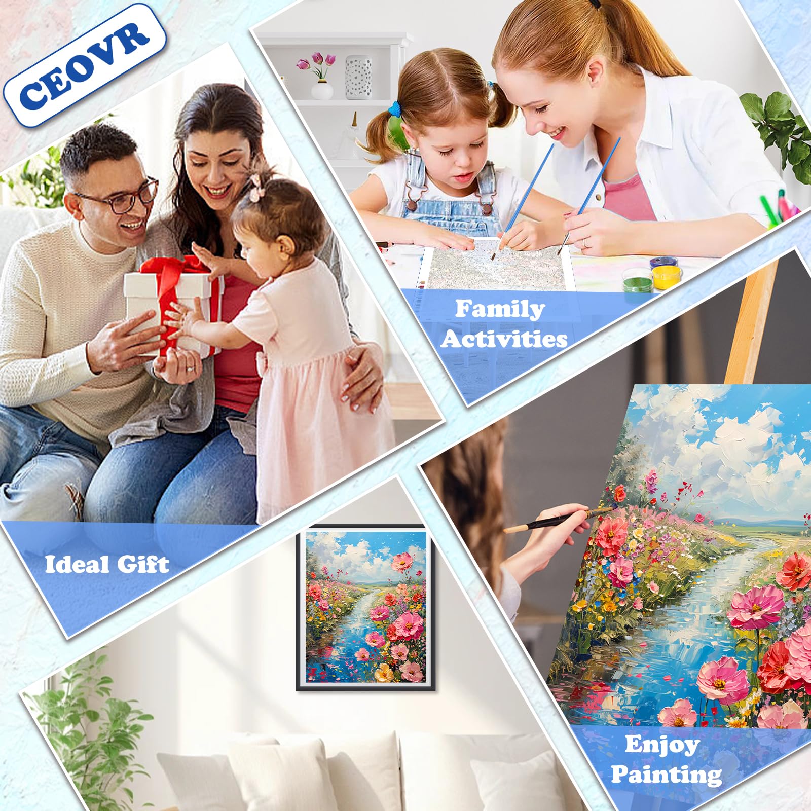CEOVR Dipingere Con i Numeri Adulti Pappagallo,Paint by Numbers Adulti Kits Fiore DIY Creart Painting Adulti Kit,Fiume 40x50 cm Senza Cornice Painting by Numbers per Principianti