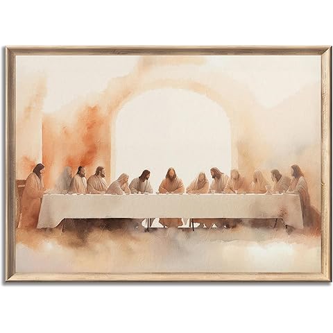 The Last Supper Canvas Wall Art Painting Bible Story Christian Jesus and Twelve Apostles Painting Picture Wall Decor Poster Print Artwork for Office Church Bedroom Home Decoration Unframed