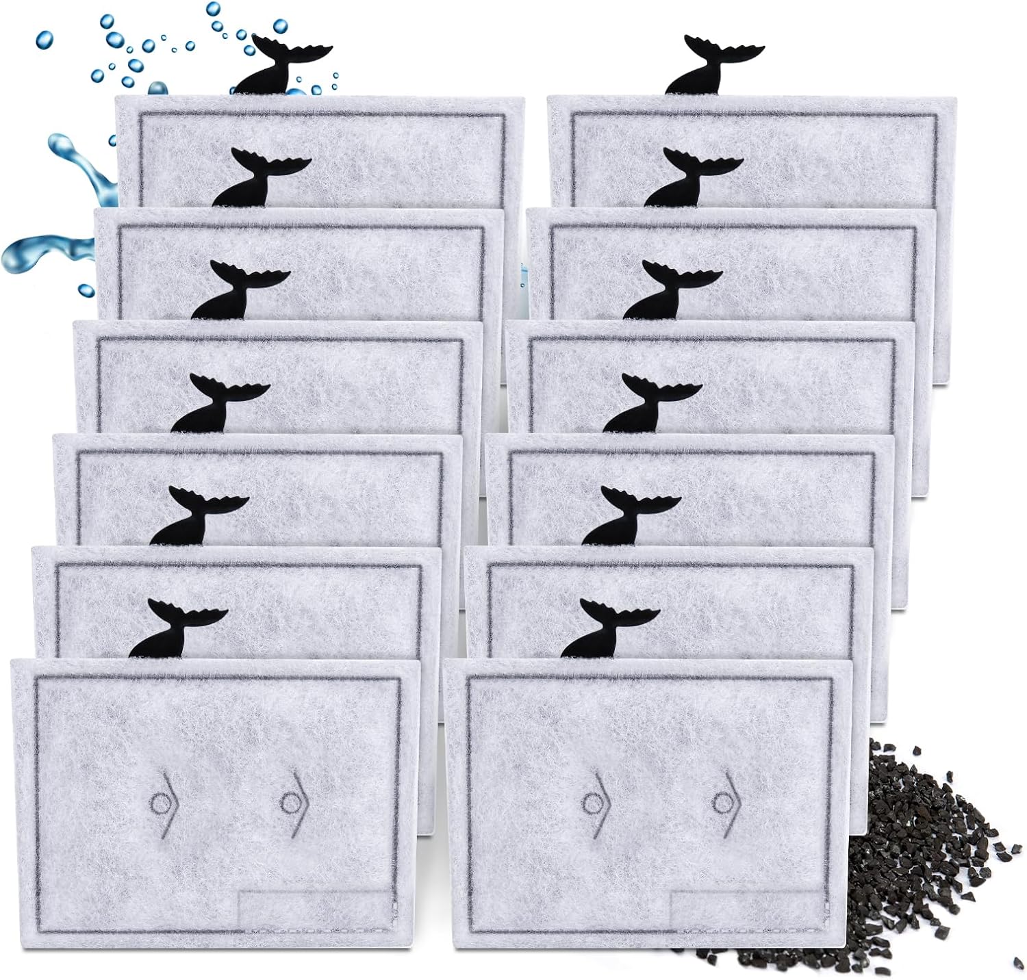 12 Packs Small Filters Cartridges Compatible with Aqueon Small Filter Carbon Filter Cartridge Compatible with Aqueon QuietFlow E Internal Power Filter 10 and 1/2.5/5 Gallon Minibow Aquarium Filters