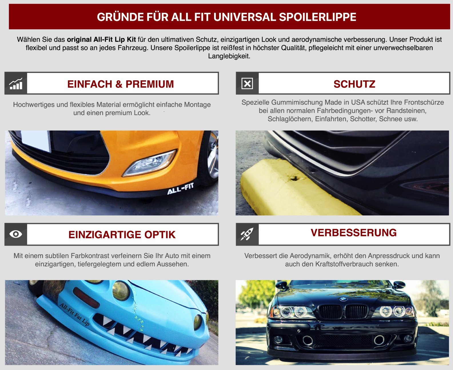 Kit 3 Spoiler Paraurti Anteriore Universale In ABS Nero, Per Auto, Resistente E Facile Installazione