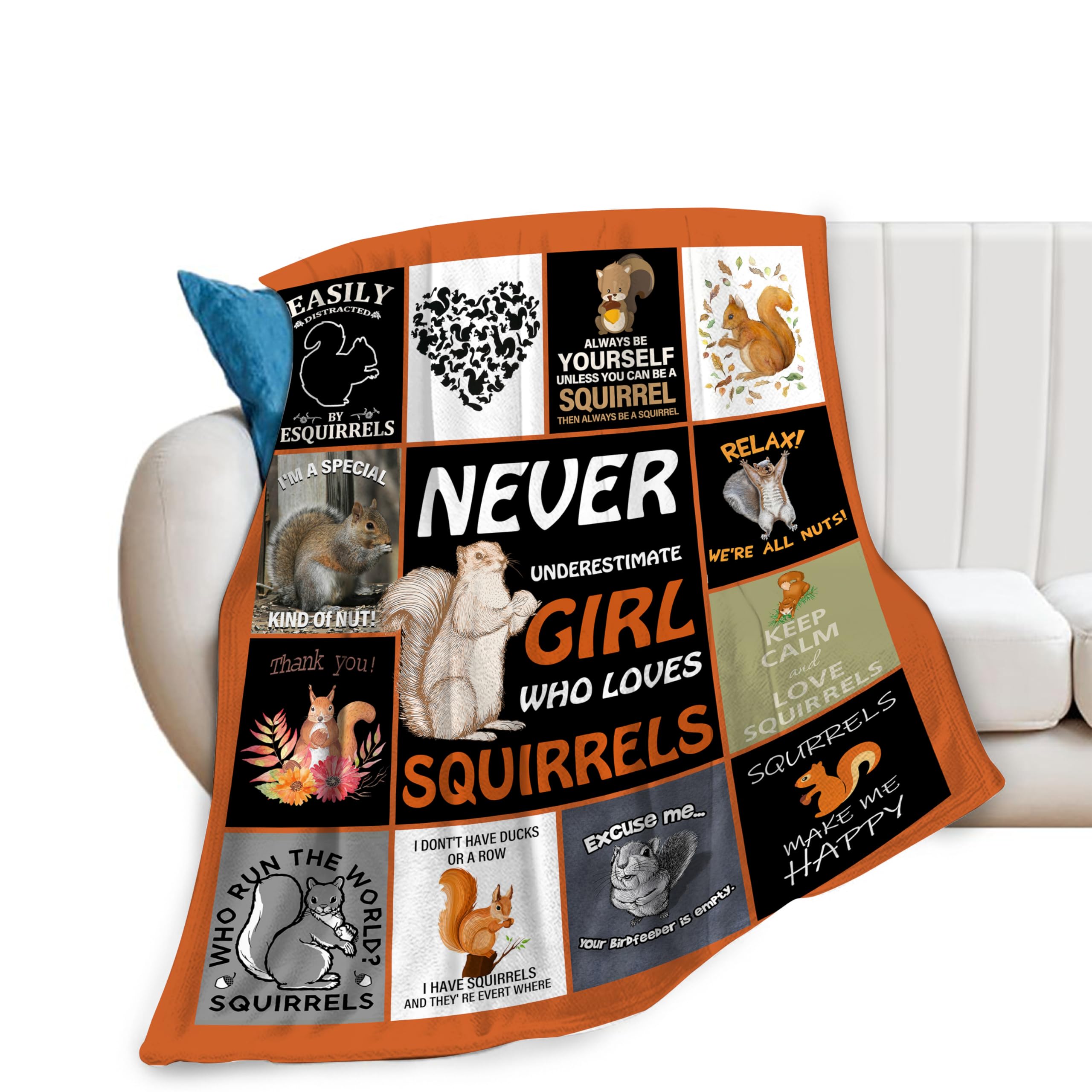 Squirrel Blanket Squirrel Throw Blanket Soft Fleece Flannel Bedding Squirrels Gifts for Women Girls Lovers Adults Stuff Plush for Couch Sofa Bed Room Decor 40"X50"