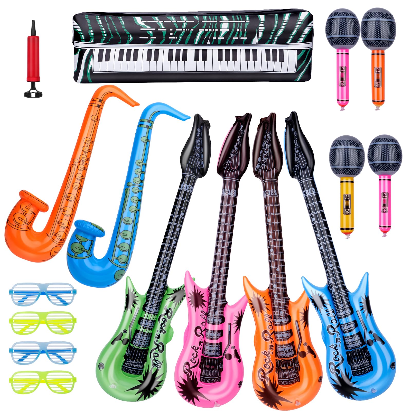 Sponsored Ad – Dilabnda Rock Star Balloons Party Decorative Accessories Set, Large Inflatable Boom Box Microphones Guitar Saxophone Musical Balloons Photo Booth Props(15PCS)