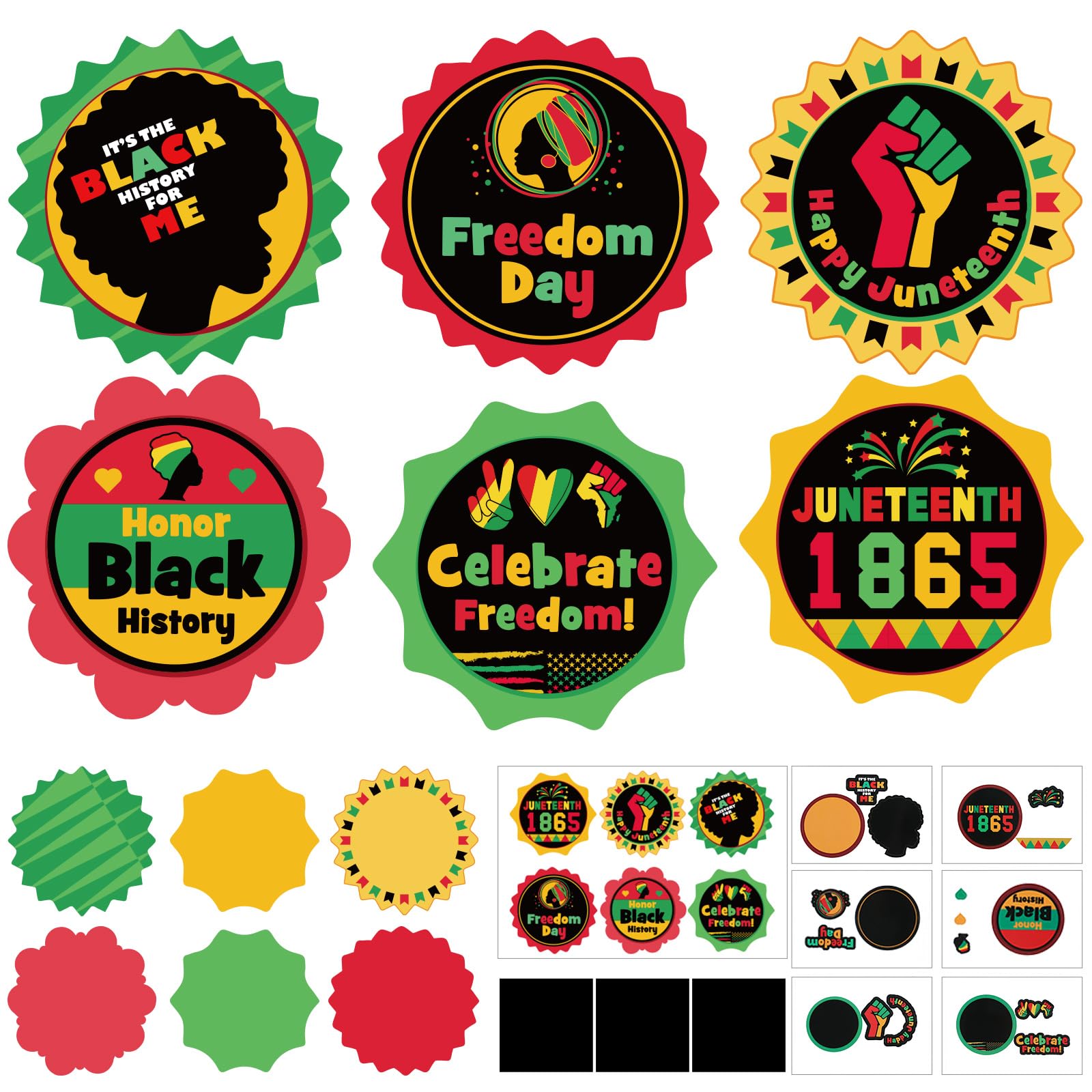 Seenelling 24 Sets Juneteenth Magnet Crafts Make Your Own 1865 Freedom Day Magnet Craft Kit DIY Juneteenth Decor for Home Black History Month Party Activities