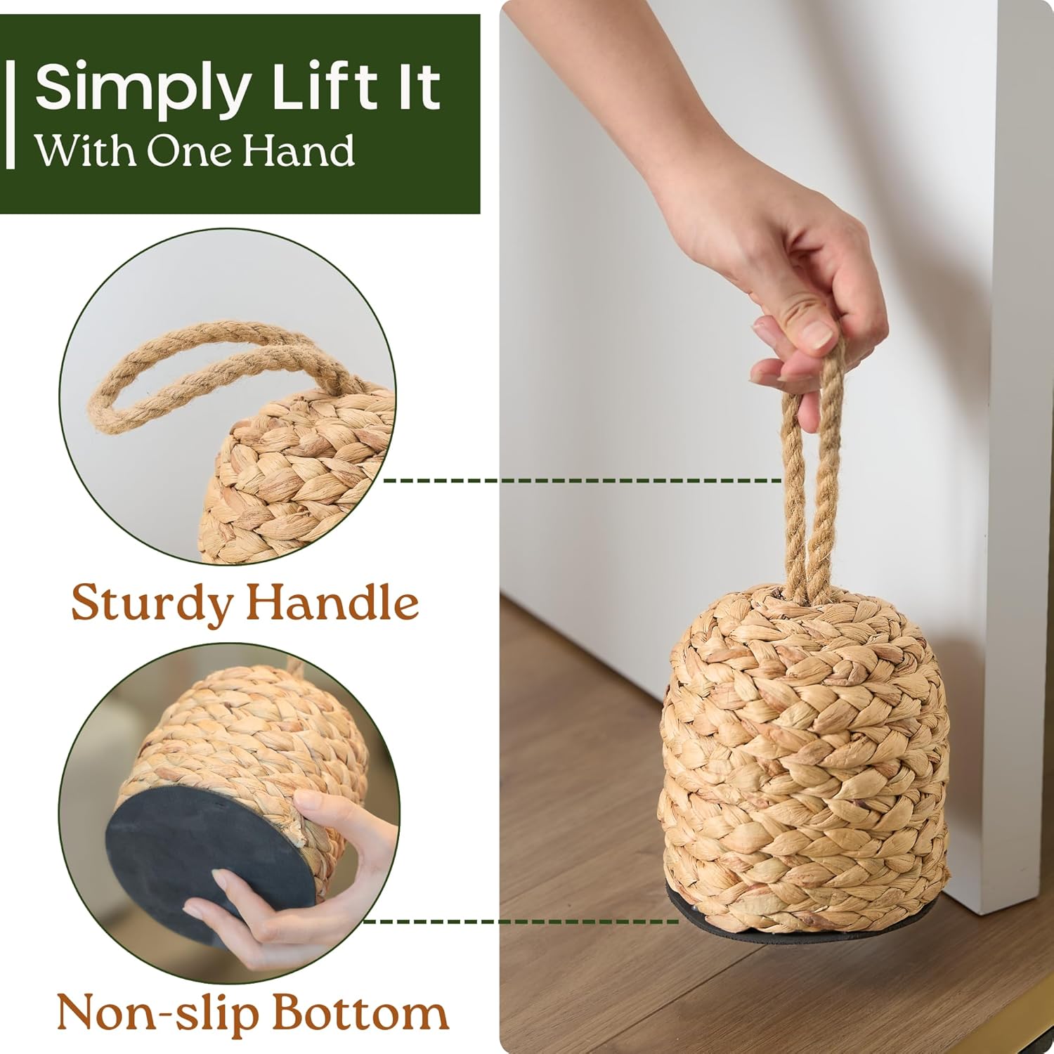 Wicker Magazine Basket + Natural Door Stopper