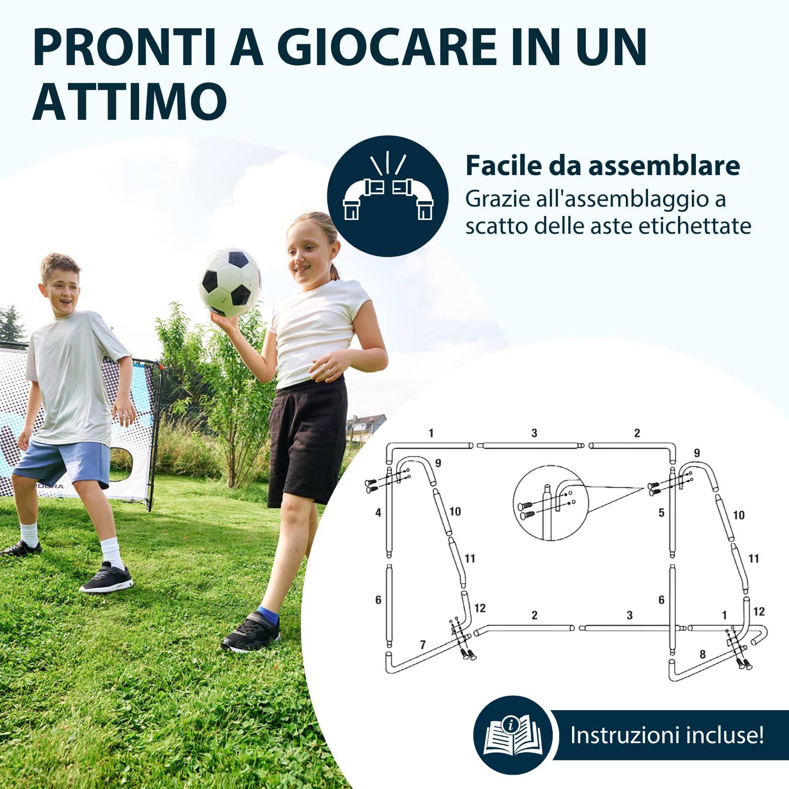 HUDORA Porta da calcio Trainer con parete per goal - porta robusta da esterno per bambini e adulti - con due fori bersaglio rinforzati - Porta impermeabile per training e divertimento - goal