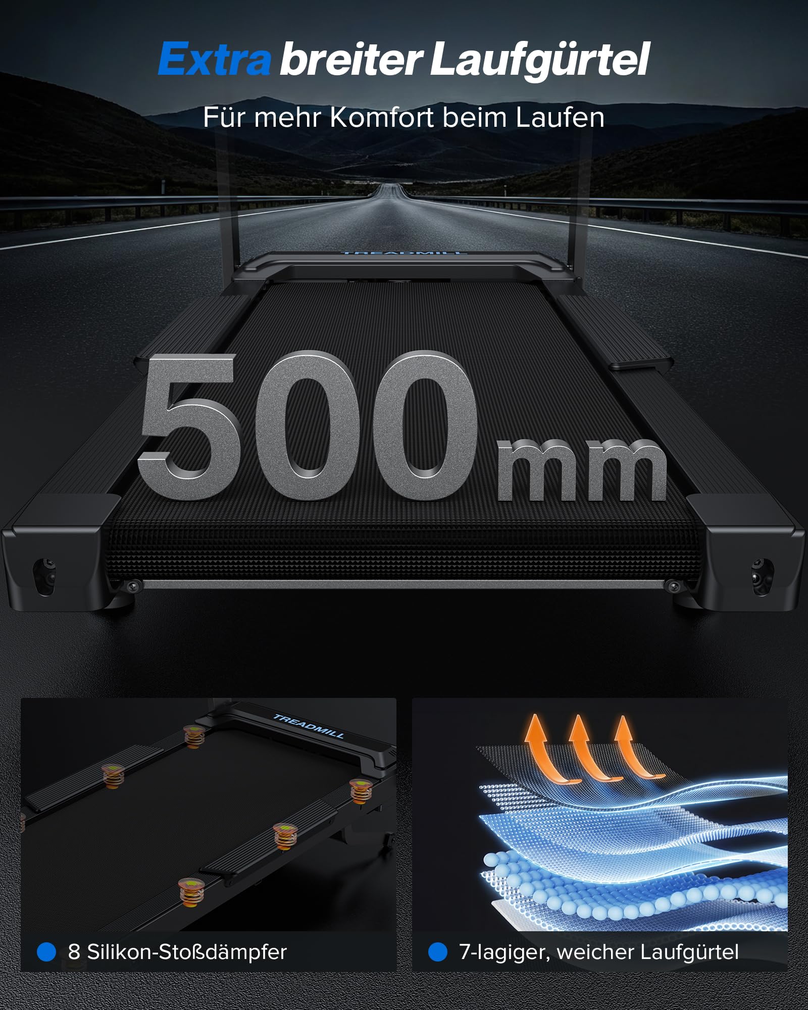 Cardirun Laufband mit 15% Automatische Steigung, 4.5PS Leise Treadmill