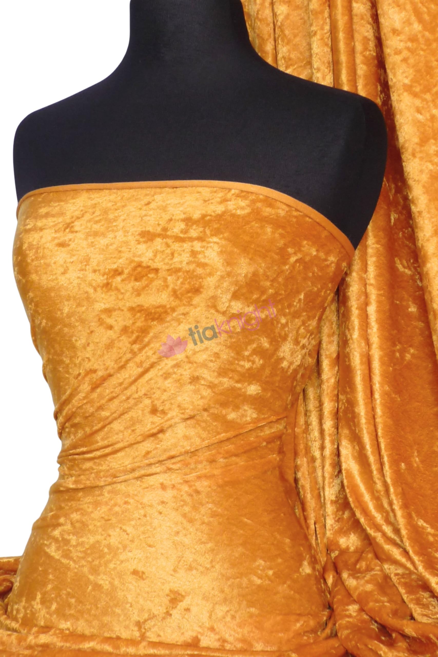 Crushed Velvet Stretch Material | Soft Furnishing, Craft Velour & Dressmaking Fabric | Same Day Dispatch | Sold By The Metre | By Tia Knight Q156 (Sunflower Yellow)