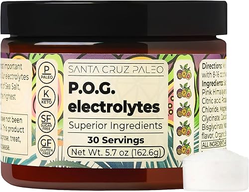 Miniatura 25 de Santa Cruz Paleo Polvo de Electrolitos, Limonada de Mango, Mezcla de Bebida Hidratante Sin Azúcar con Sal Rosa del Himalaya, Sal Marina, Glicinato