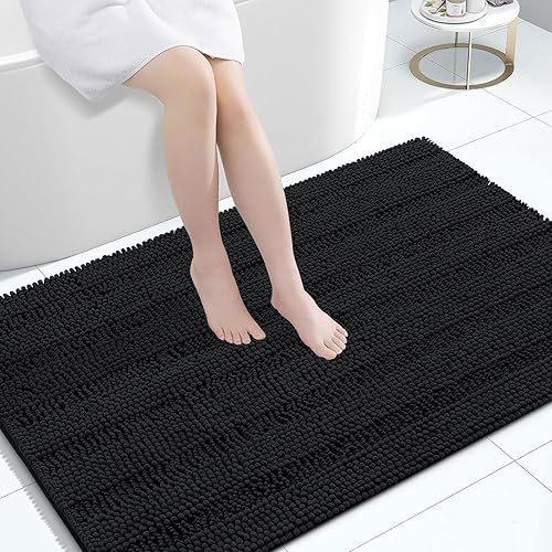 Miniatura 144 de Grandaily - Alfombras de baño de felpilla a rayas, extragruesas y absorbentes, antideslizantes, con fibras largas y suaves, lavables a máquina, para