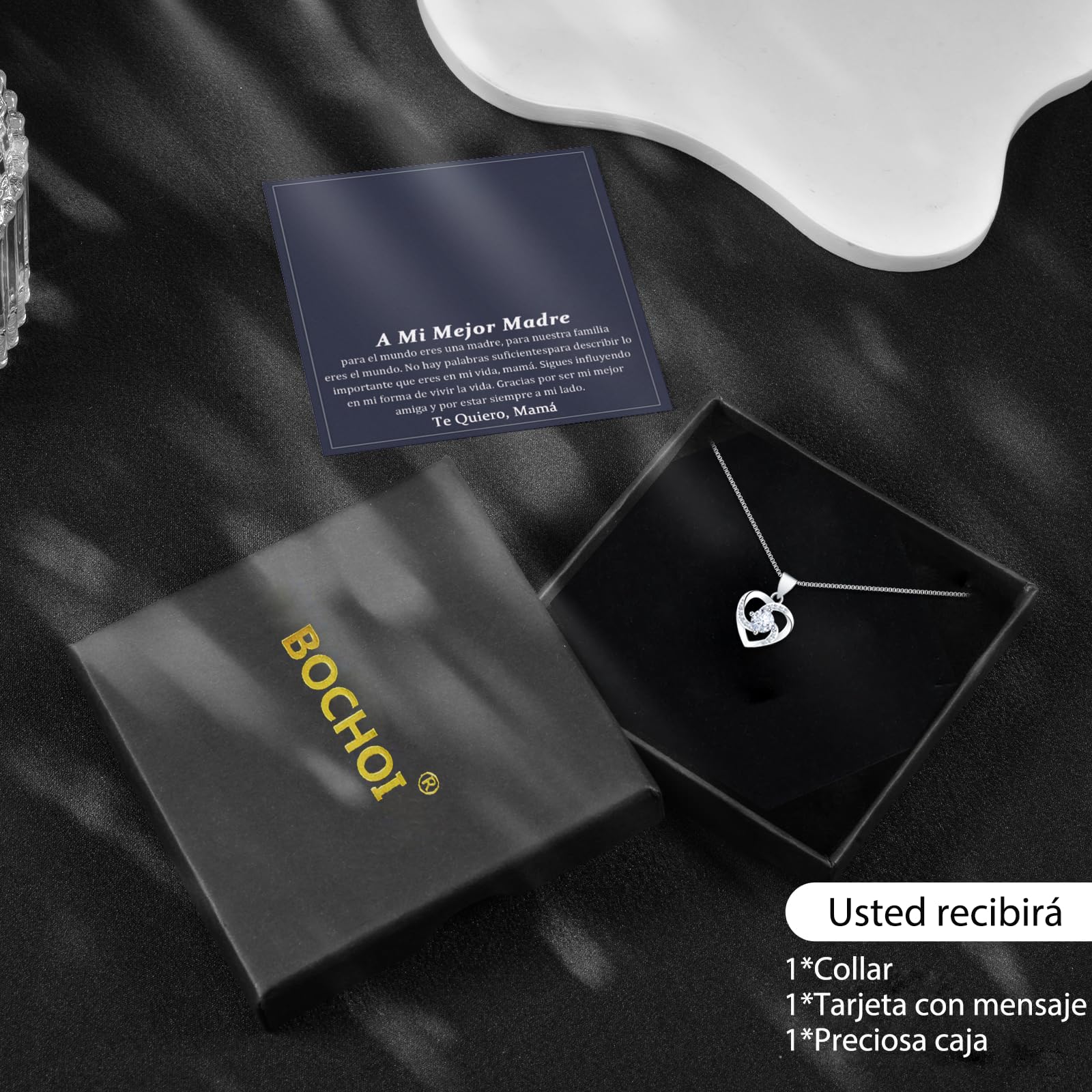 BOCHOI Collar Mamá, Regalo Día de la Madre Cumpleaños Collana d'amore Plata