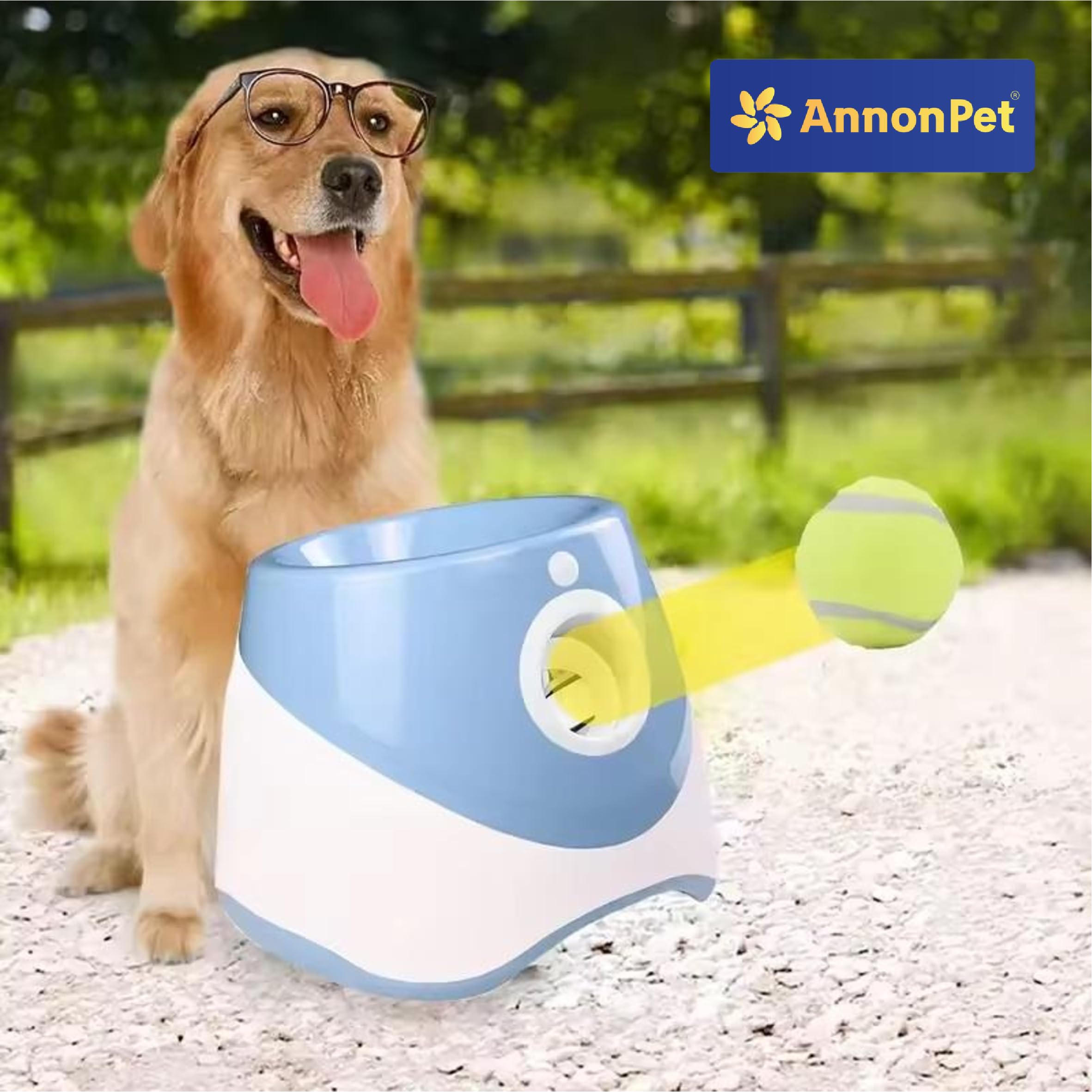Lanza bolas automático para perros con distancias ajustables 3/6/9 m, carga USB, batería de litio 2200 mAh, incluye 3 pelotas de tenis – Diversión y entrenamiento para tu perro