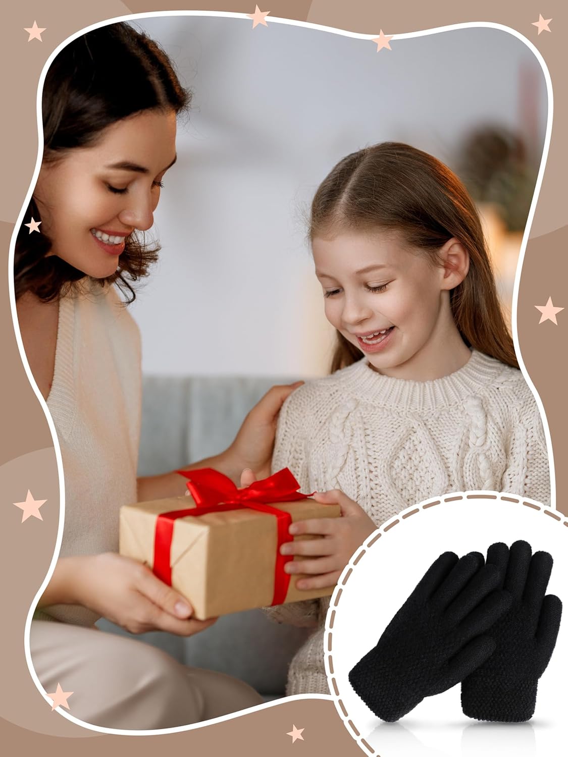 Glooarm 2 Pairs Kids Gloves Winter Thermal Wool Fleece Lined Gloves Thick Knit Glove for Cold Weather Boys Girls 4-12 Years - Image 5