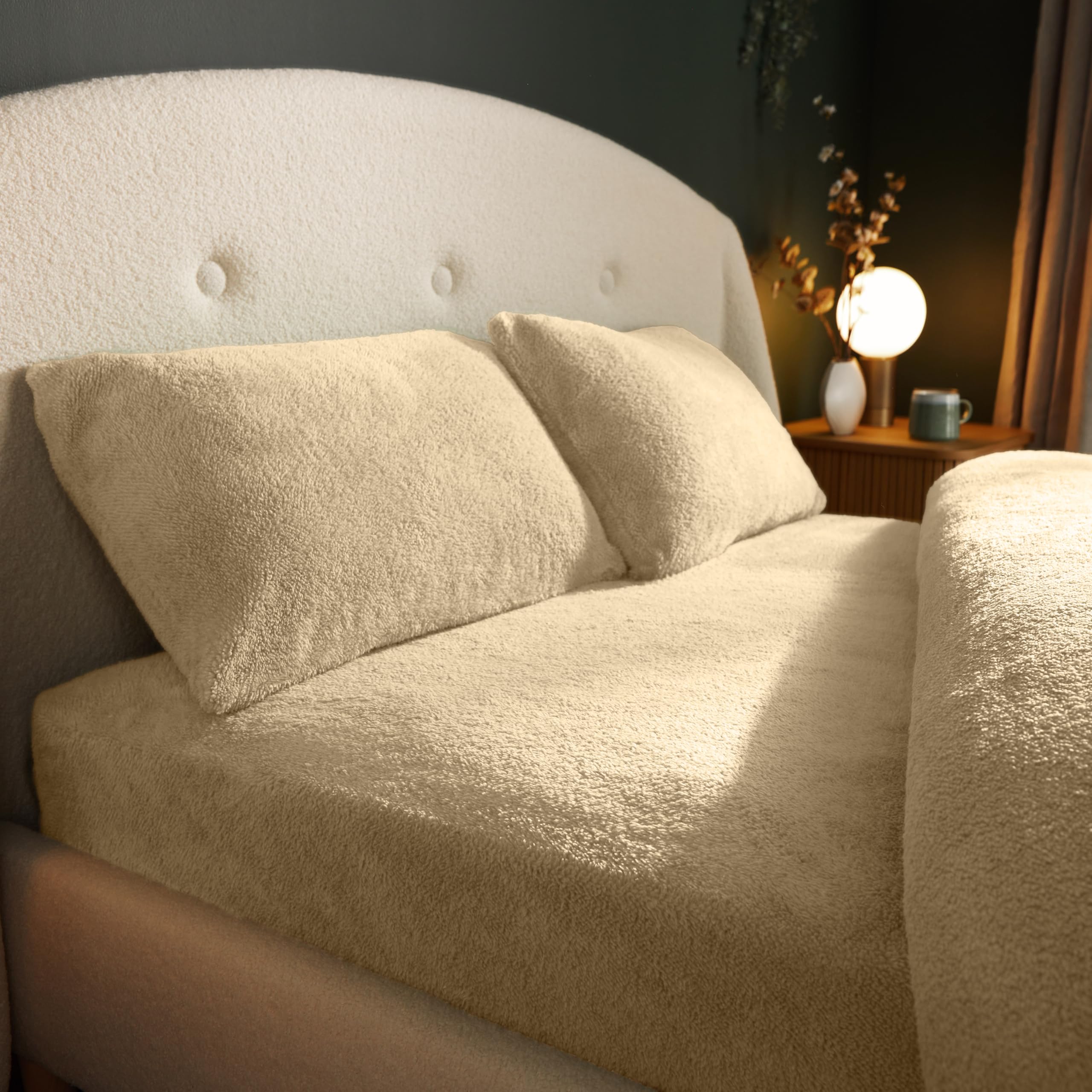 Silentnight Natural - Fitted Sheet Teddy Fleece Bedding - Teddy Bear Fleece Bottom Sheet Duvet Set Warm Cosy Fluffy Winter (Natural, Single, Fitted Sheet)