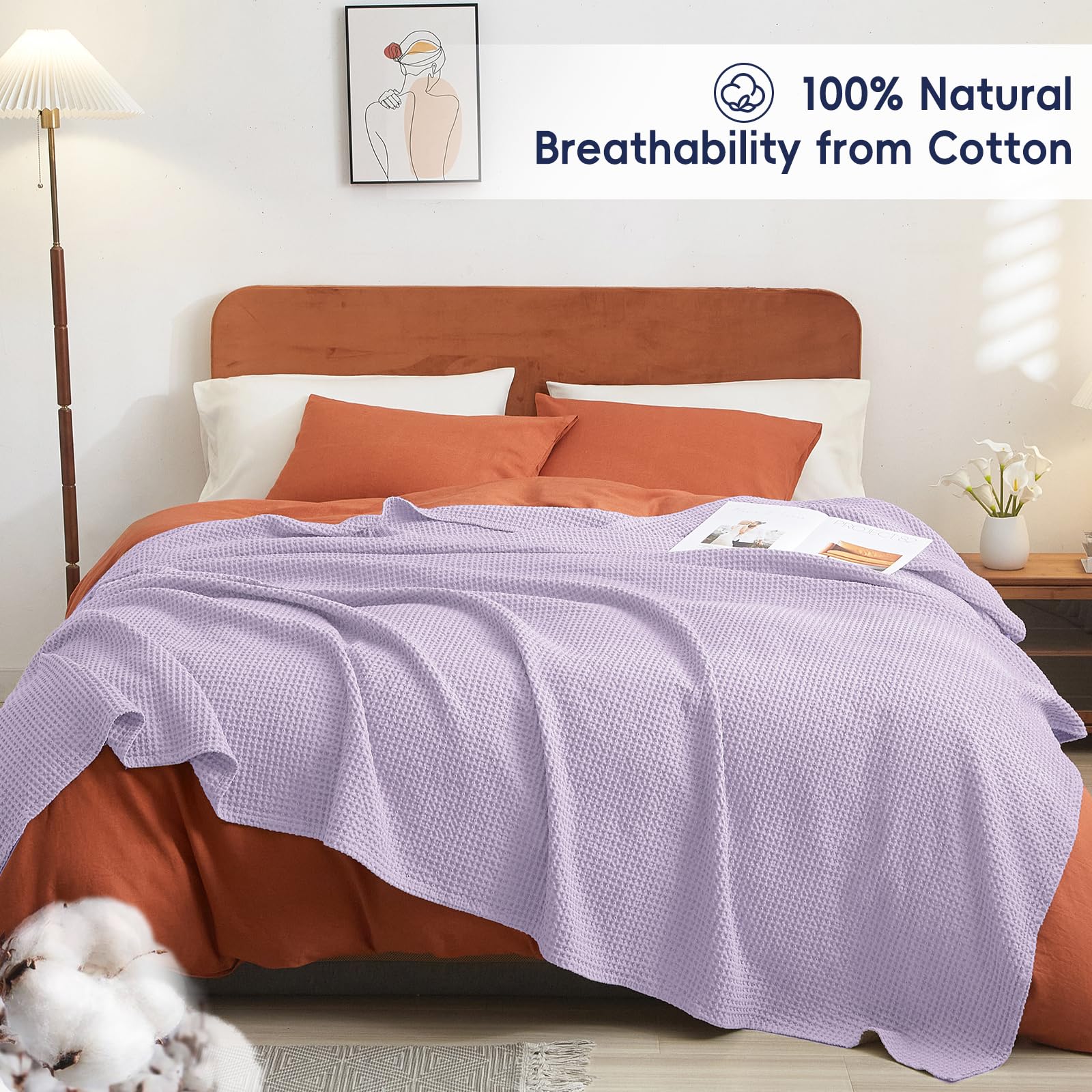 Waffle Blanket Full PHF 100% Cotton Waffle Weave Blanket