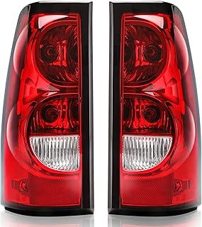 Tail Light Assembly Compatible with 2003 2004 2005 2006 Chevy Silverado 1500 2500 3500 Factory Style Taillights Pickup Rear Brake Lamps OE Replacement, Passenger and Driver Side
