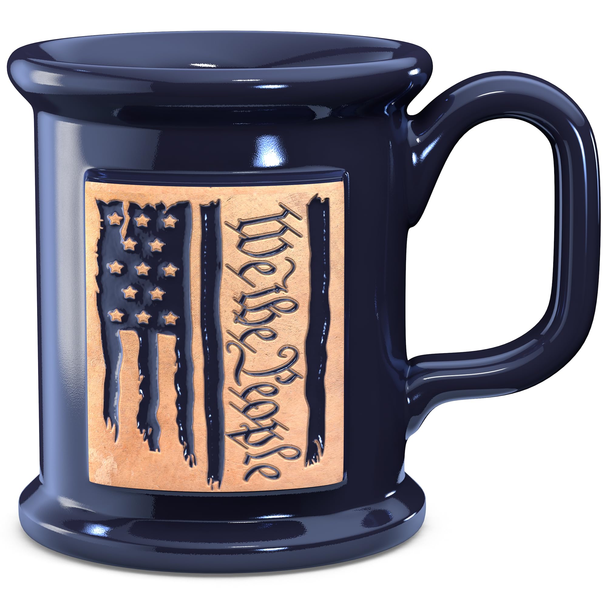 Old Southern Brass16 Ounce Handmade Ceramic Coffee Mug - Embossed We The People American Flag - American Owned & Operated Company