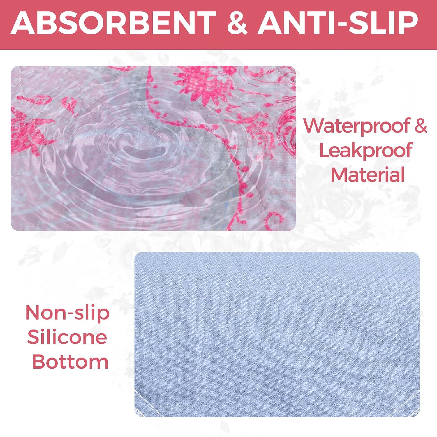 Homimp Cat Litter Mat, Litter Trapping Mat 2 Pack, Contains Mess from Box, Protects Floors,Urine Waterproof,Non-slip,Less Waste Cat Litter Box Mat,Soft on Kitty’s Paws,Washable,Absorbent,Pink 24"X36"