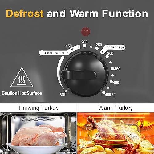 Miniatura 4 de Sunvivi Horno asador, horno asador eléctrico con tapa de visión, 30 libras y 26 cuartos de galón tostadores de pavo con función única de