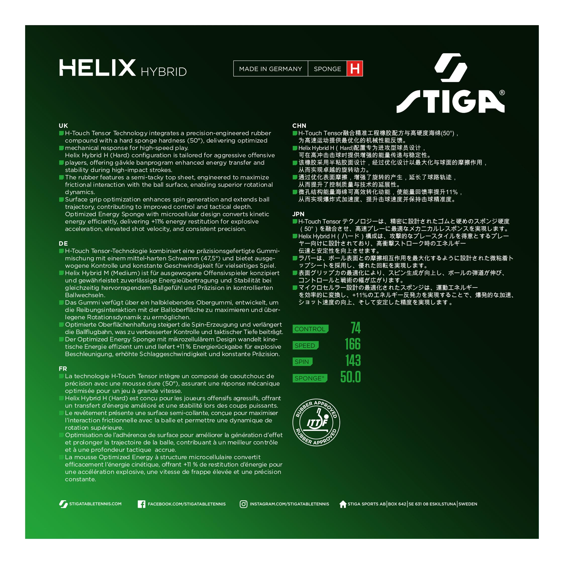 STIGA Rivestimento da ping pong Helix Hybrid