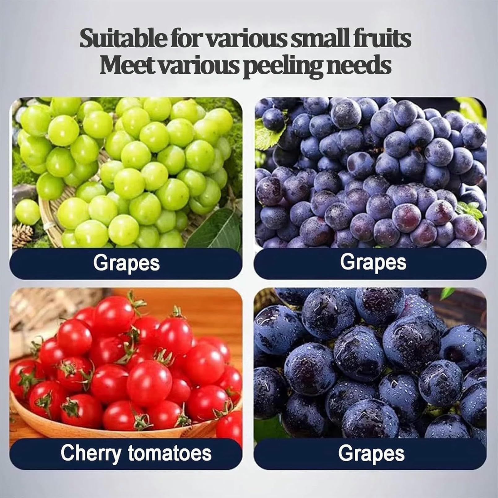 Pelador De Uvas Eléctrico, Pelador De Uvas Automático con Ajustes Ajustables Y Pantalla LCD, Gran Capacidad 500 G, para Cocina Casera para Uvas, Tomates, Arándanos Blanco