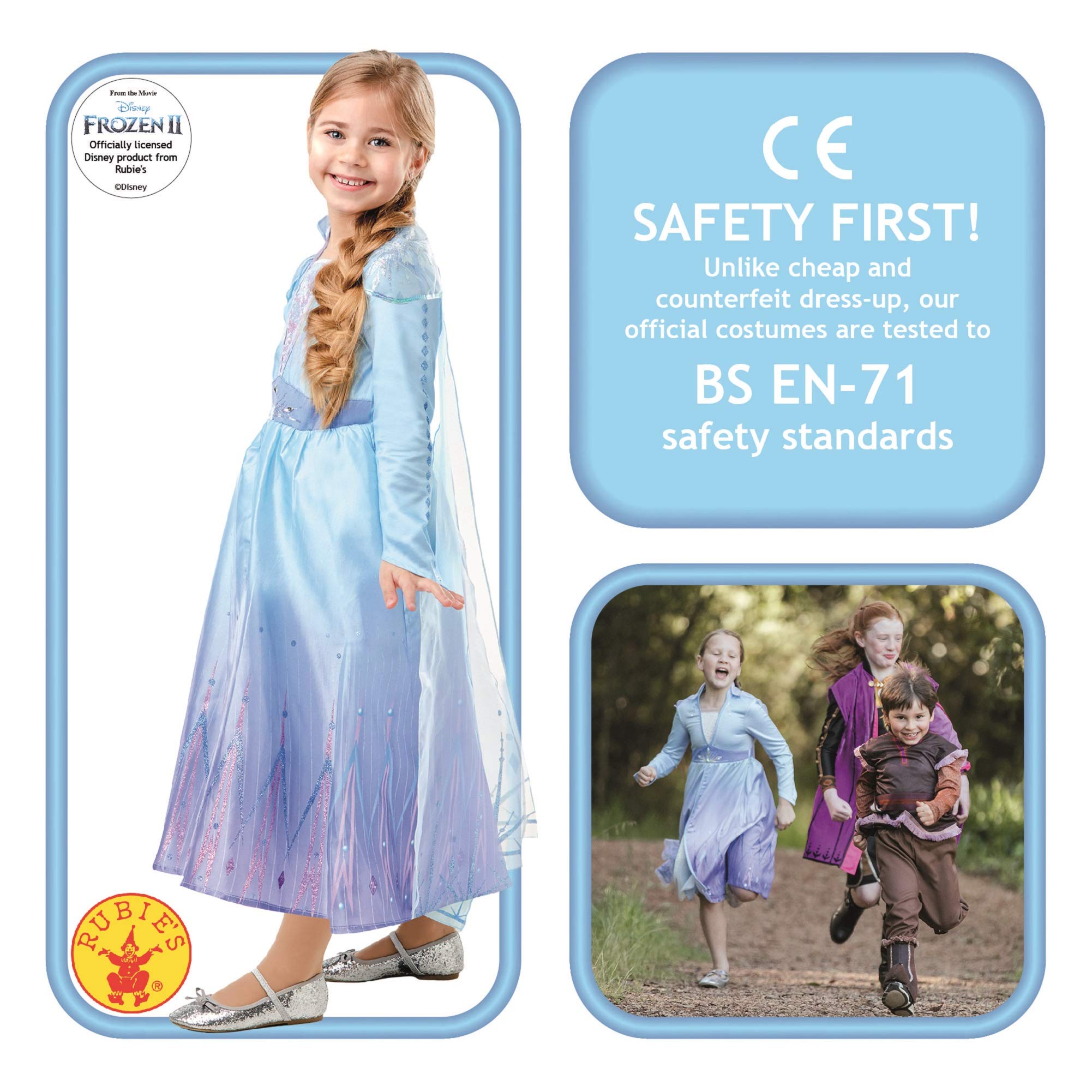 Vestido De Princesa Elsa Para Niña – Incluye Tiara, Varita Y Extensiones De Cabello