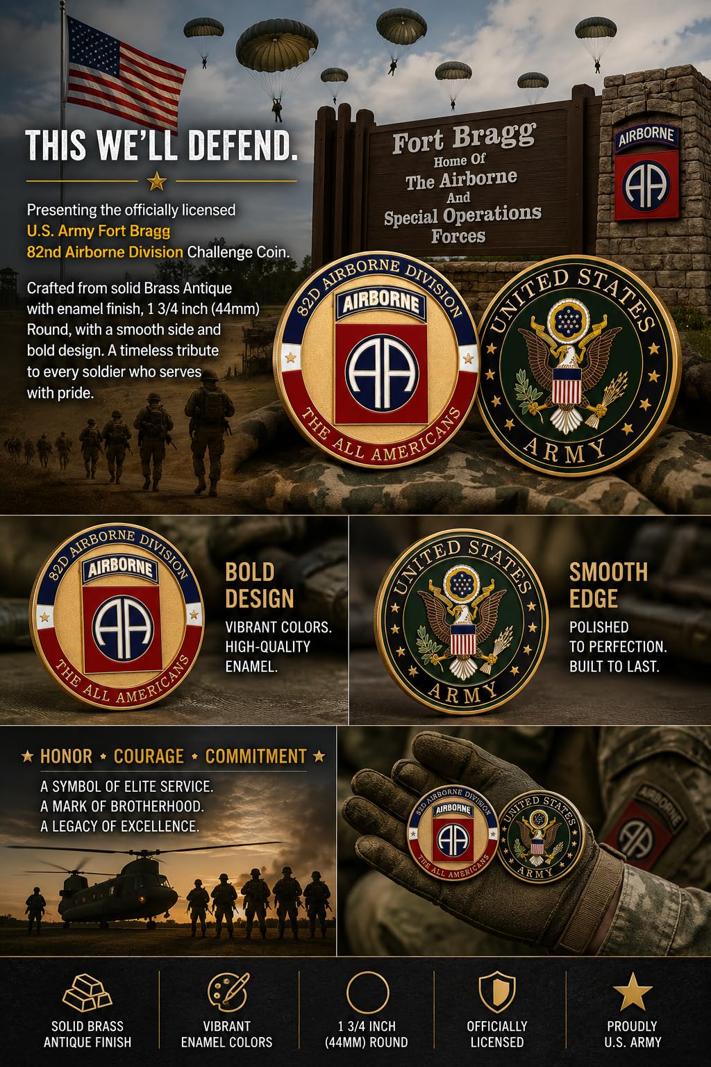 82nd Airborne Division Challenge Coin - Military Collectible -3 82nd Airborne Division Challenge Coin - Military Collectible -3