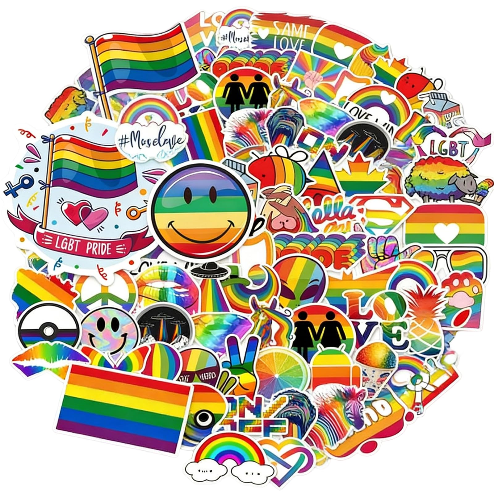 LGBTQ Pride Stickers 110PCS, Rainbow Pride Stickers for Water Bottles Laptops Helmets, Diverse LGBTQ+ Community Stickers