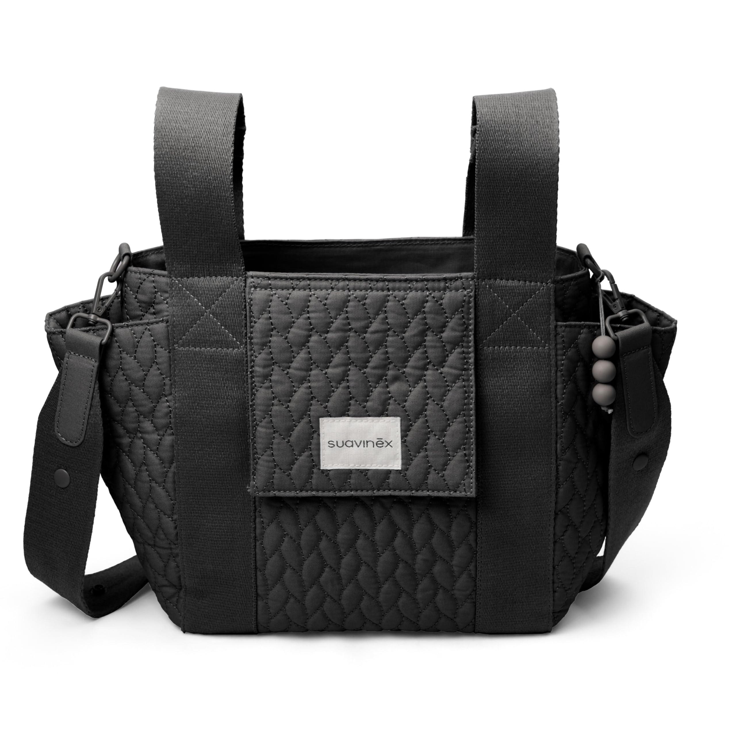 Suavinex, Bolso Maternidad, Bolso Organizador para el Carrito del Bebé tipo Panera, Con Asas Ajustables al Carrito, Cierre de Cremallera, Compacto y de Gran Capacidad, con Bolsillos Interiores, Gris