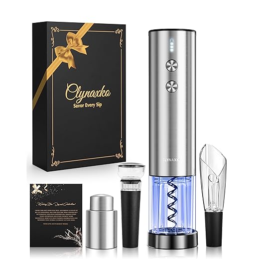 Electric Wine Opener Set - Premium Wine Gifts with Wine Opener, Foil Cutter, Wine Aerator, Vacuum Stopper, and Elegant Gift Box - Ideal Christmas Gift for Unforgettable Moments