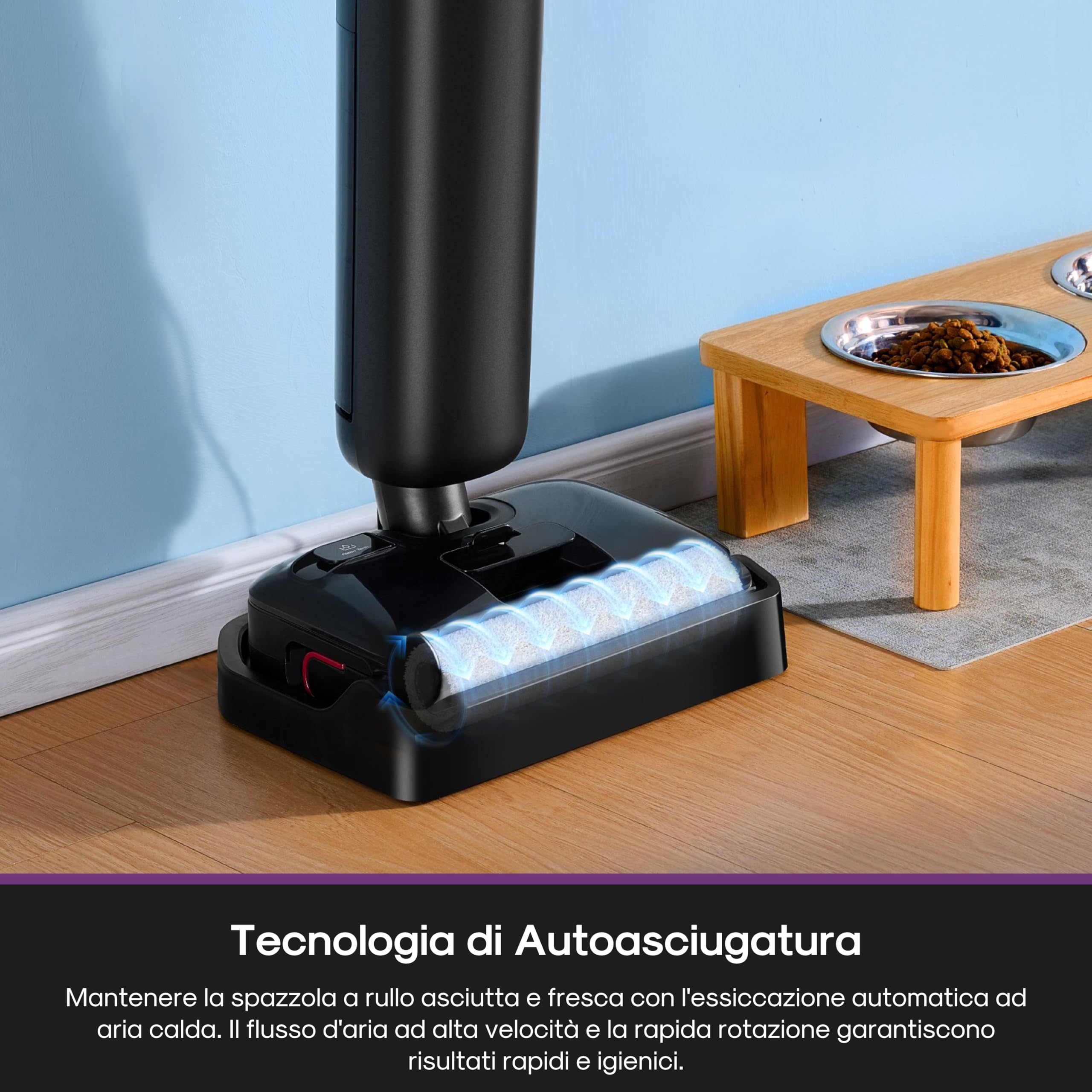 EUREKA FloorShine 460 Aspirapolvere e Lavapavimenti Senza Filo Autoasciugatura,Design Ultra-Piatto 8,8 cm,Inclinazione 180°,Pulizia 4-in-1,Serbatoi 600 ml,Animali Domestici,Nero