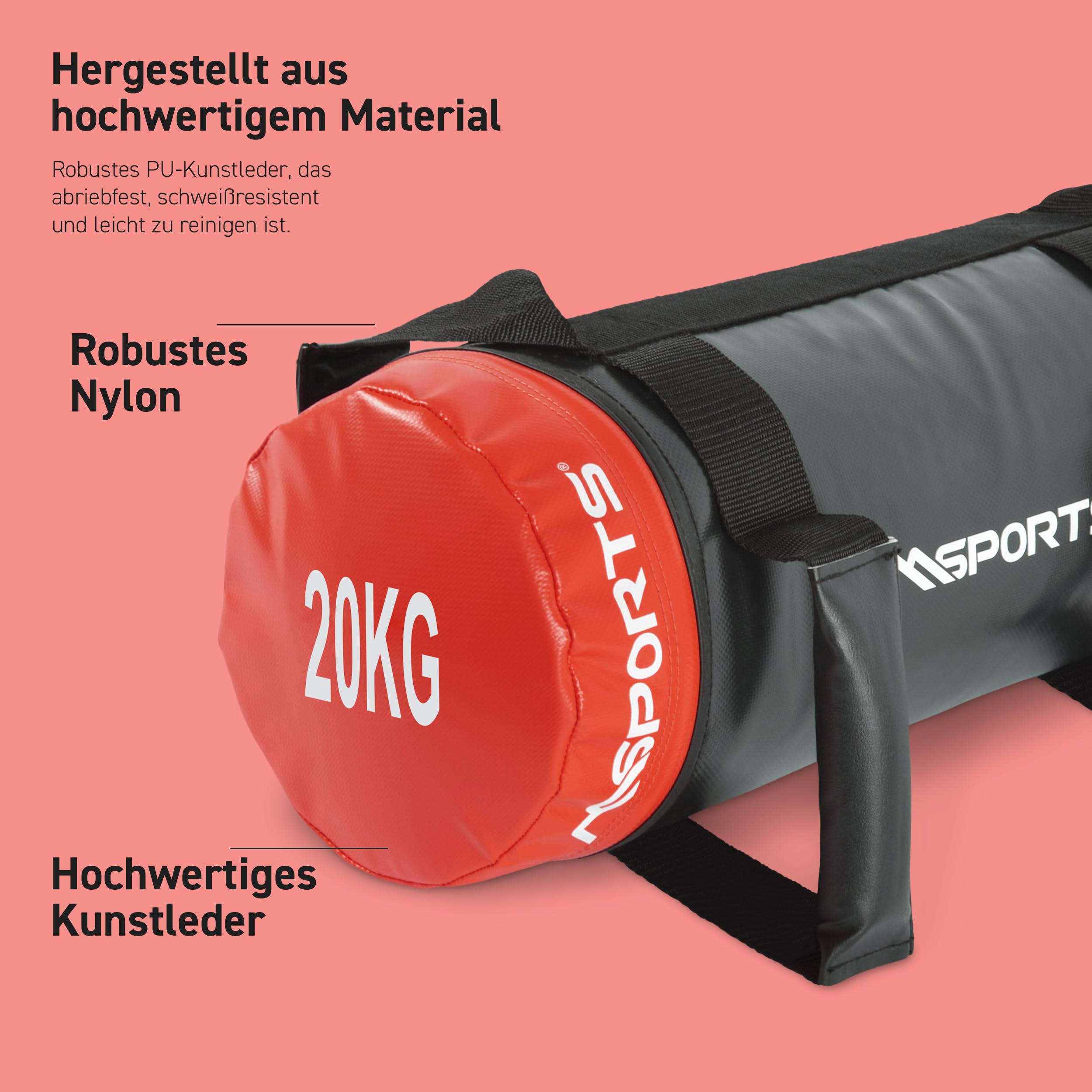MSPORTS Power Bag Premium worek fitness 5-30 kg – worek na piasek do funkcjonalnego worka fitness