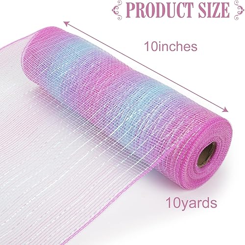 Miniatura 4 de UnionJoy Cinta de malla decorativa de 10 pulgadas x 30 pies (10 yardas), cinta de malla de polietileno con metal, rollo de malla de cinta metálica