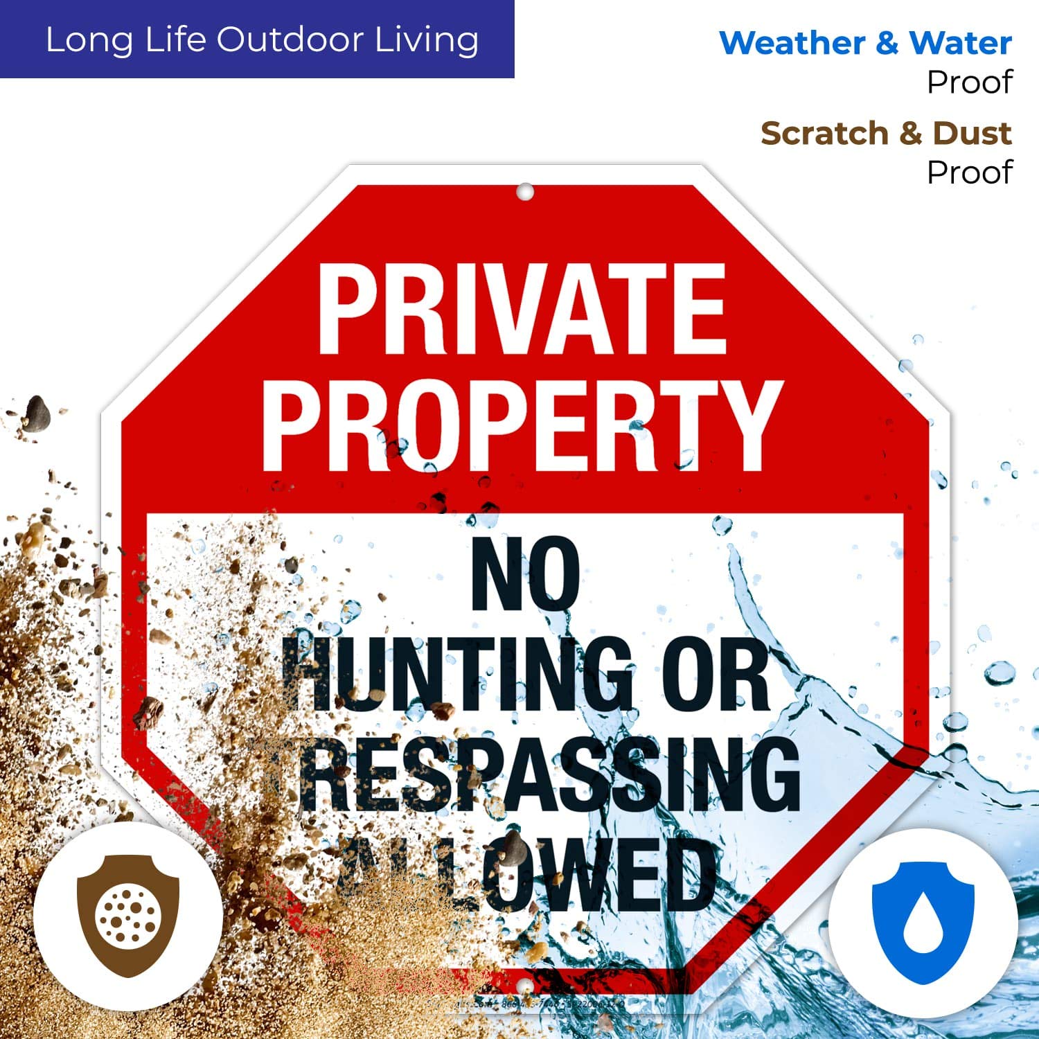 "Private Property No Trespassing" Sign - 18x18 Inch HDPE, Weatherproof, Made In USA - View #6