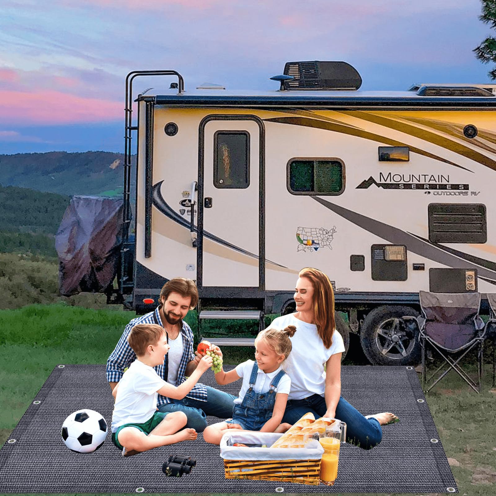 KOIUEYW Tapis D'auvent - Tapis de Camping D'extérieur Résistant aux Intempéries, avec Sac de Transport