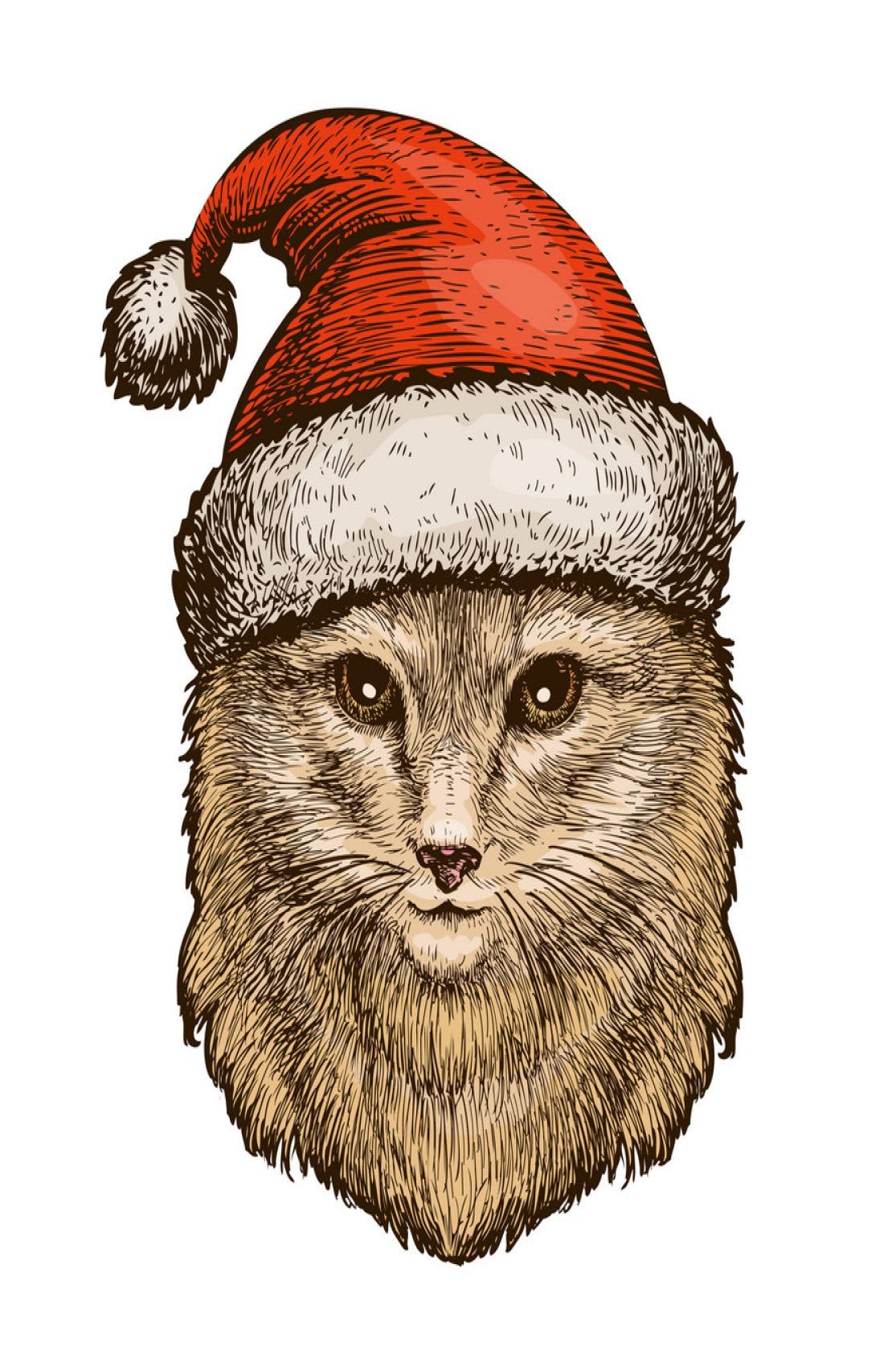 Zen CraftCat Kitty in a Christmas Size-12x18inch, Paper Thickness - 300 GSM for Room Decoration and Wall Hanging