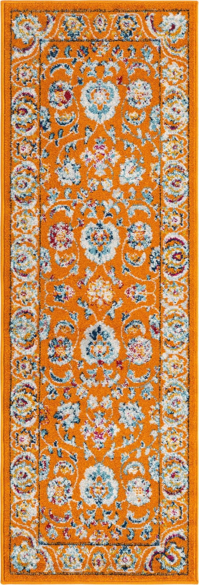 Rugs.com Aurelia Collection Rug – 6 Ft Runner Orange Medium-Pile Rug Perfect for Hallways, Entryways
