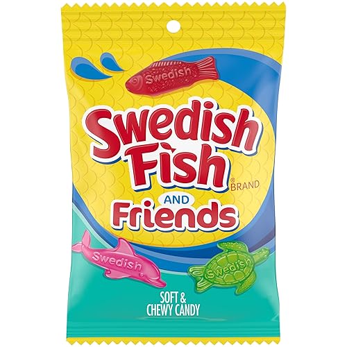 SWEDISH FISH and Friends - Caramelos suaves y masticables, 8.04 onzas