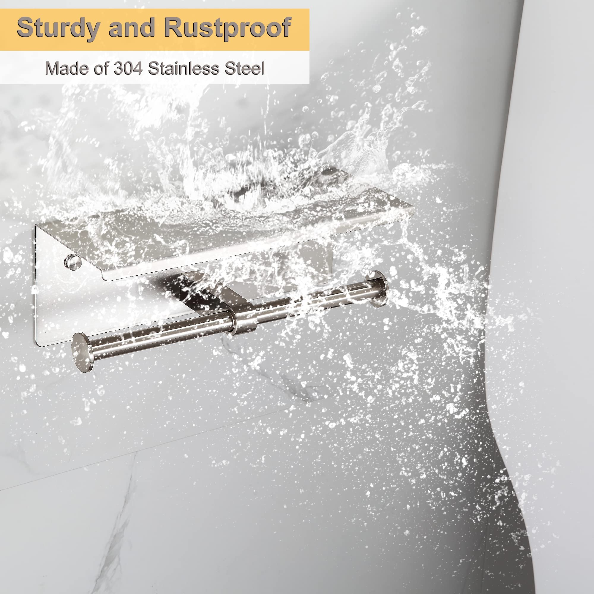 BGL Porte-rouleau De Papier Toilette Doré - En Acier Inoxydable 304 - Avec Base Robuste - Pliable - Anti-rouille - Pour Le Rangement De Papier Toilette De Salle De Bain