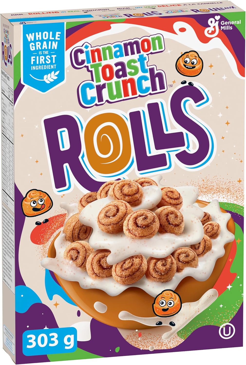 CINNAMON TOAST CRUNCH Rolls Cereal Box, Cinnamon Roll Taste, 303 Grams